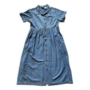 Vintage Demin Dress Erika & Co Womens/Teen Fit and Flare Maxi Diamond  Sz Large